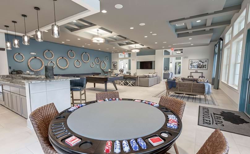game room with poker table